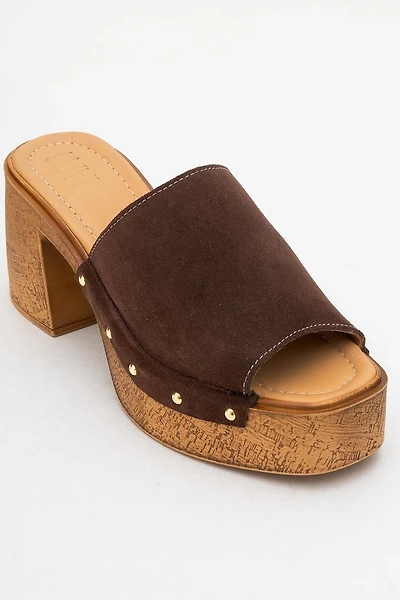 Forever & Always Womens Pull Leather Platform Mules