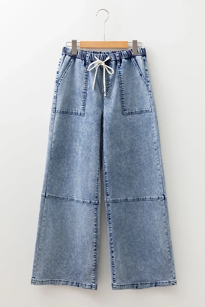 Threaded Pear Women's Abigail Drawstring Elastic Waistband Jeans
