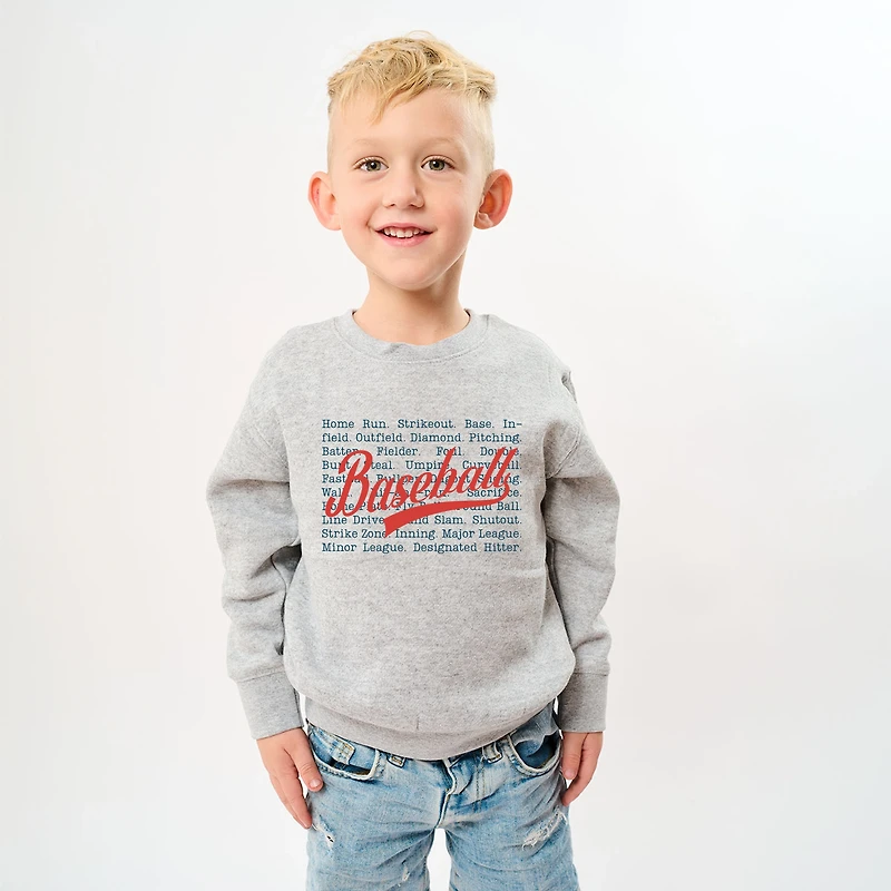 The Juniper Shop - Baseball Words Stacked Youth Graphic Sweatshirt