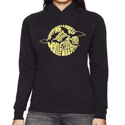 LA Pop Art Women's Word Hooded Sweatshirt - Halloween Bats