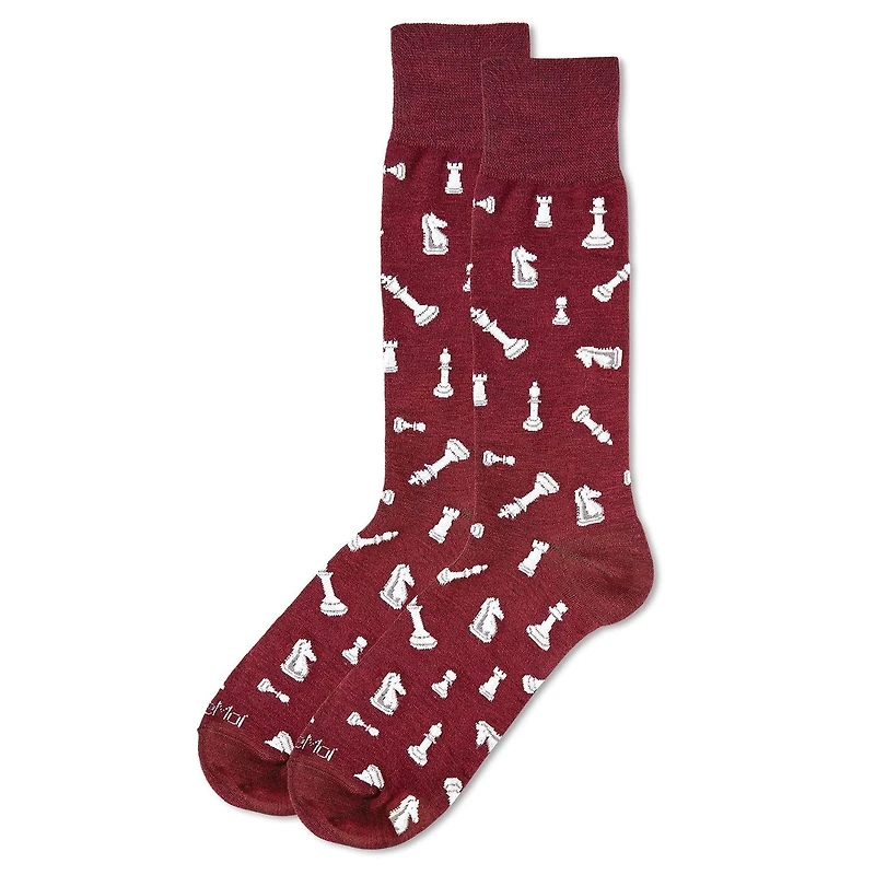 MeMoi Men's Checkmate Chess Rayon From Bamboo Crew Socks