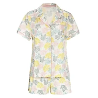 MeMoi Women's Coral Reef Notch Collar Cotton Blend Pajama Set