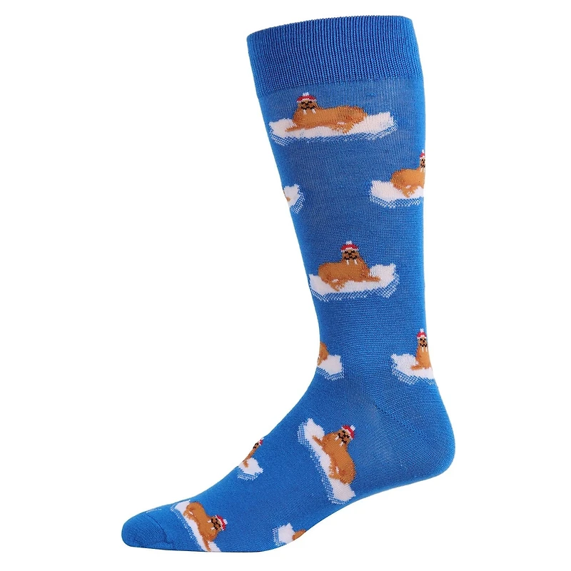 MeMoi Men's Festive Walrus Novelty Crew Socks