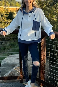 Threaded Pear Women's Millie Drawstring Hooded Top