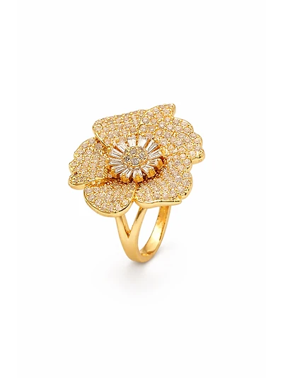AGP Paris Women's Pave Floral Statement Ring
