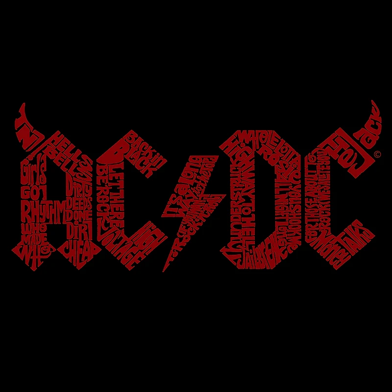 LA Pop Art Men's Cotton/Poly Blend Word T-Shirt - AC/DC