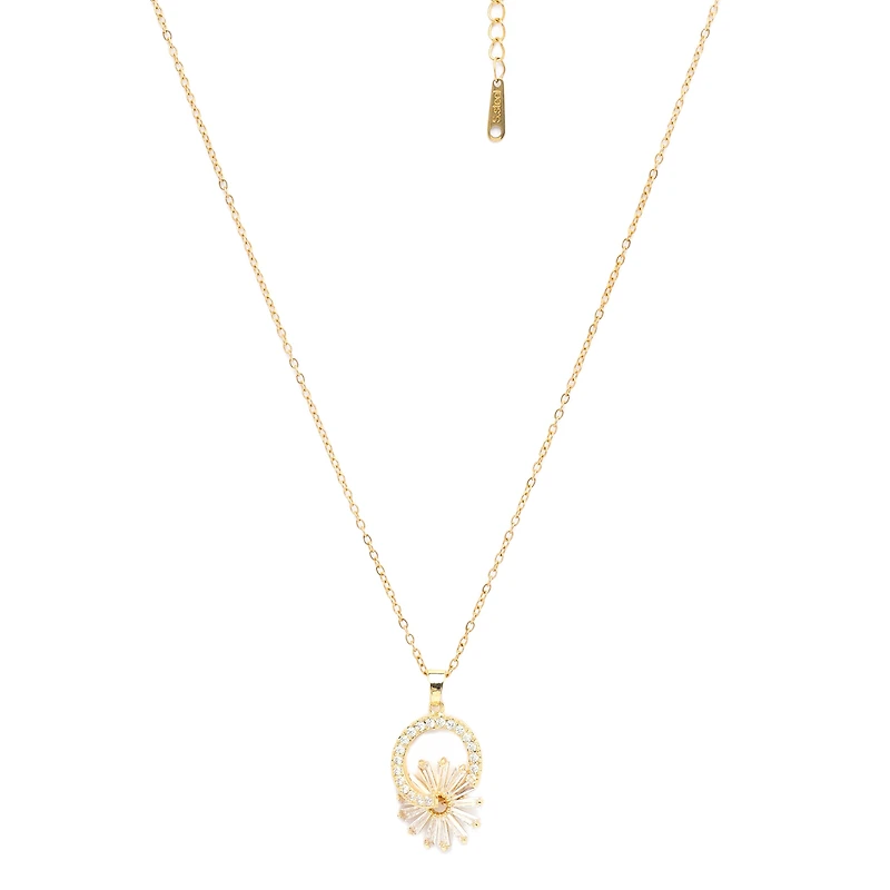 AGP PARIS Womens Golden Sunburst Pendant Necklace