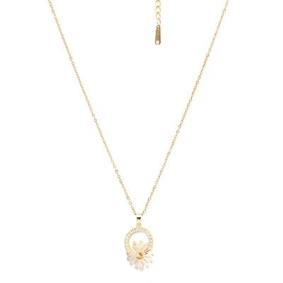 AGP PARIS Womens Golden Sunburst Pendant Necklace