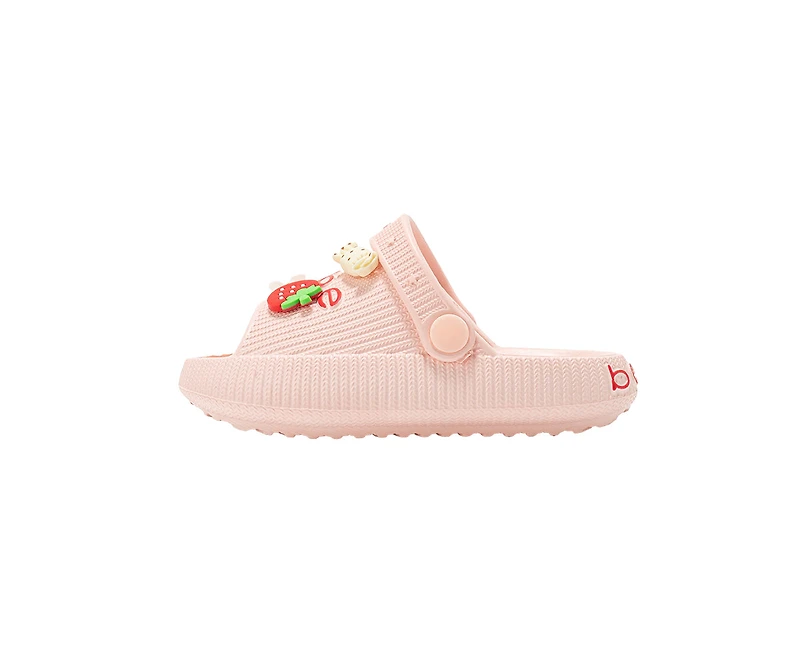 bebe Toddler Girl's EVA Slide Sandals with Fruit Charms Slip On Shoes