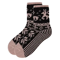 MeMoi Women's Embroidered Reindeer Sweater Knit Crew Socks