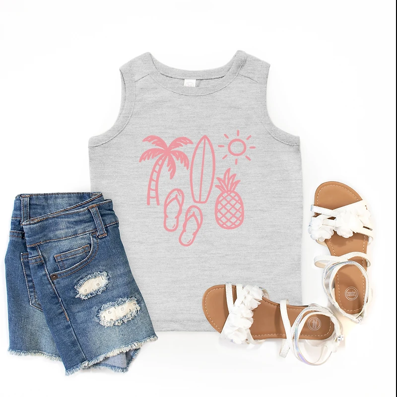 The Juniper Shop - Beach Elements Outline Youth Tank Top