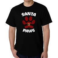 LA Pop Art Men's Santa Paws Word T-Shirt