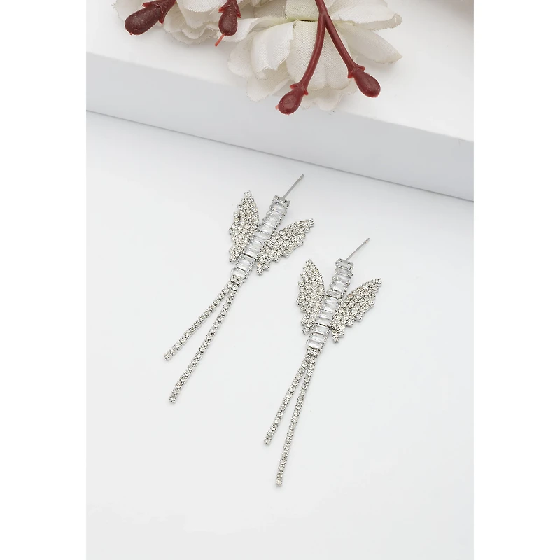 AGP PARIS Womens Sparkling Butterfly Drop Earrings