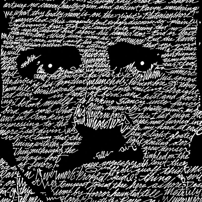 LA Pop Art Men's Edgar Allan Poe The Raven Word T-Shirt