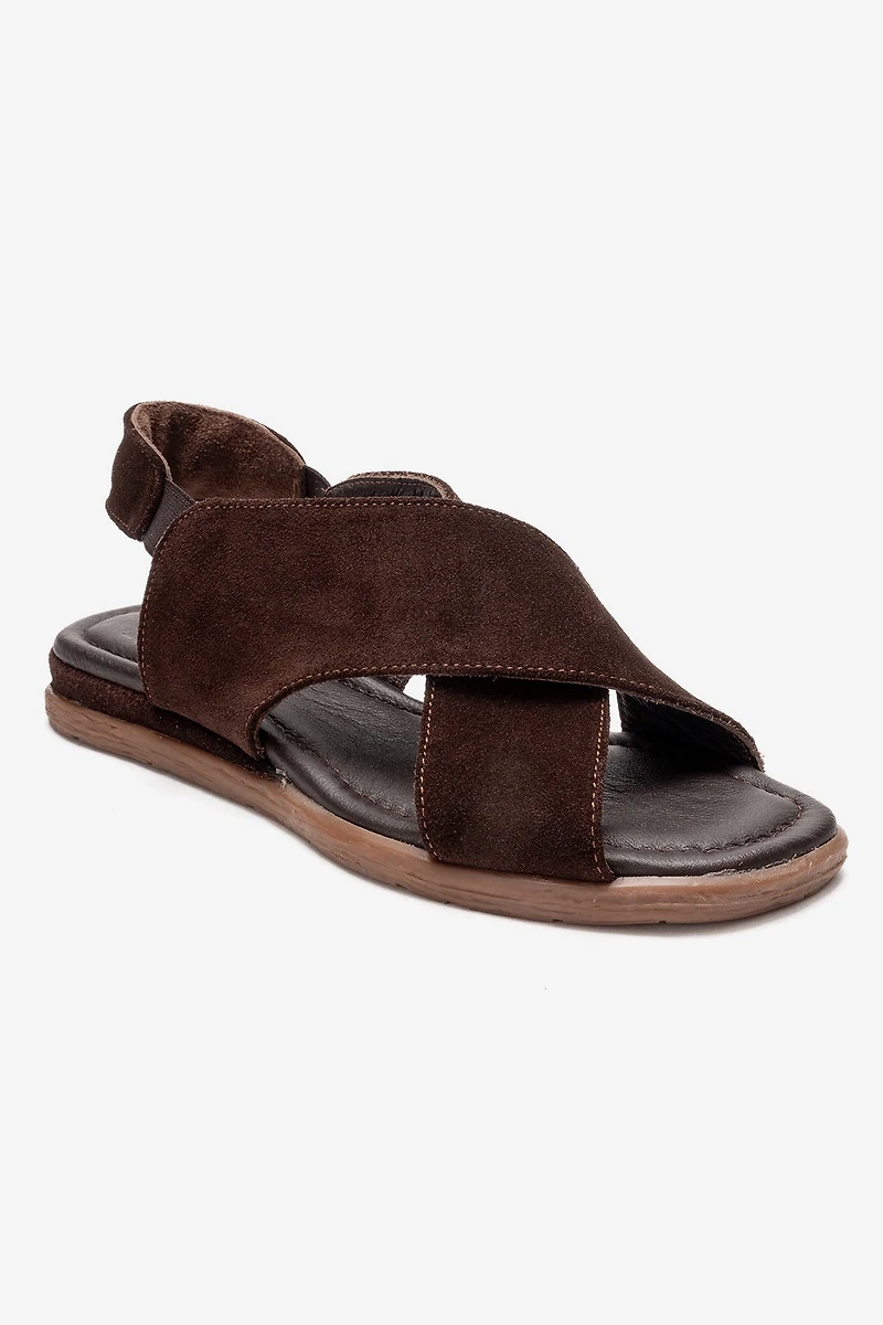 Forever & Always Womens Broods Elastic Leather Slip On Sandalss