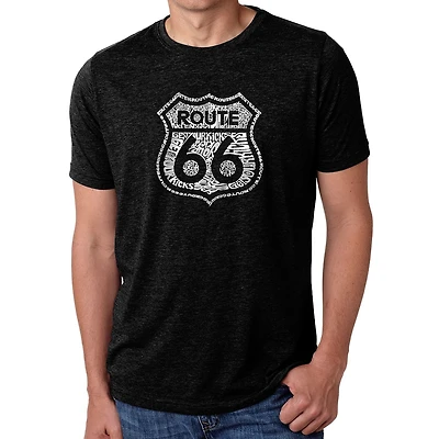 LA Pop Art Men's Cotton/Poly Blend Word T-Shirt - Get Your Kicks on Route 66