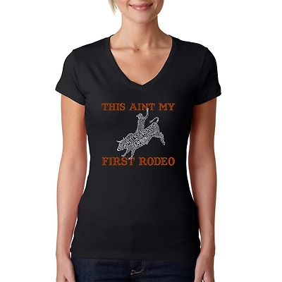 LA Pop Art Womens Word V-Neck T-Shirt - This Aint My First Rodeo