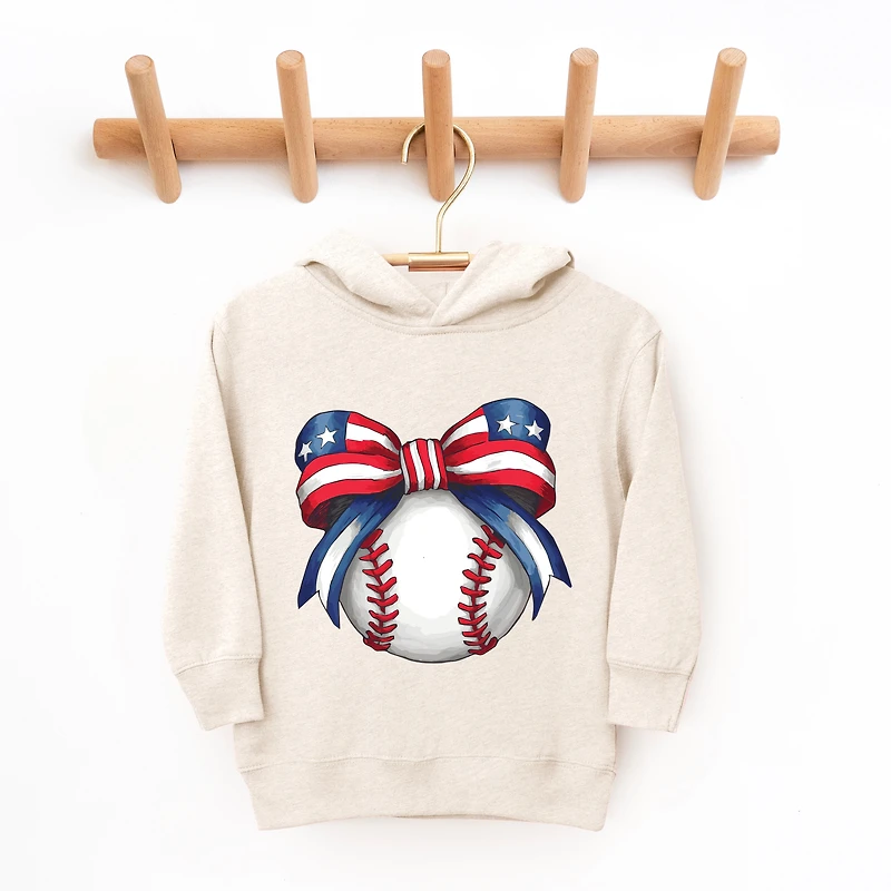 The Juniper Shop - Coquette Patriotic Baseball Toddler Hoodie