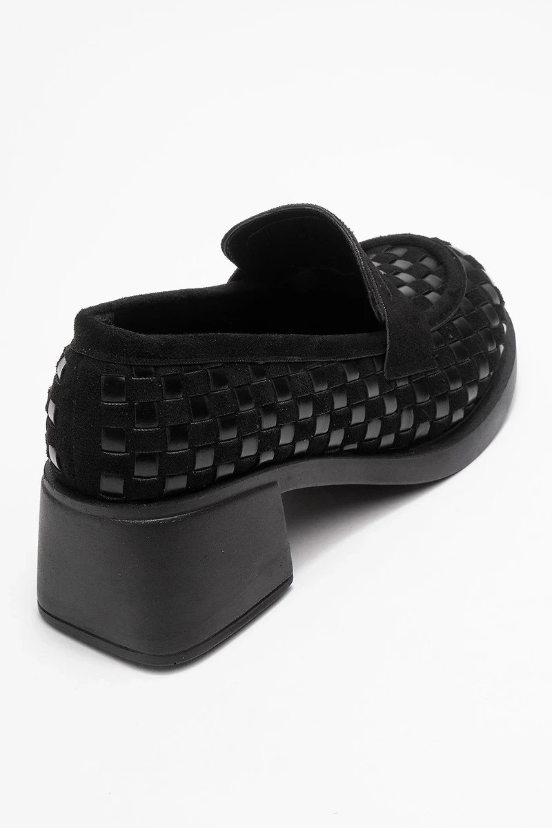 Prologue Shoes Womens Marlon Woven Block Heel Loafer