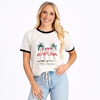 Simply Sage Market - Hello Summer Flamingos Women's Ringer Graphic T-Shirt