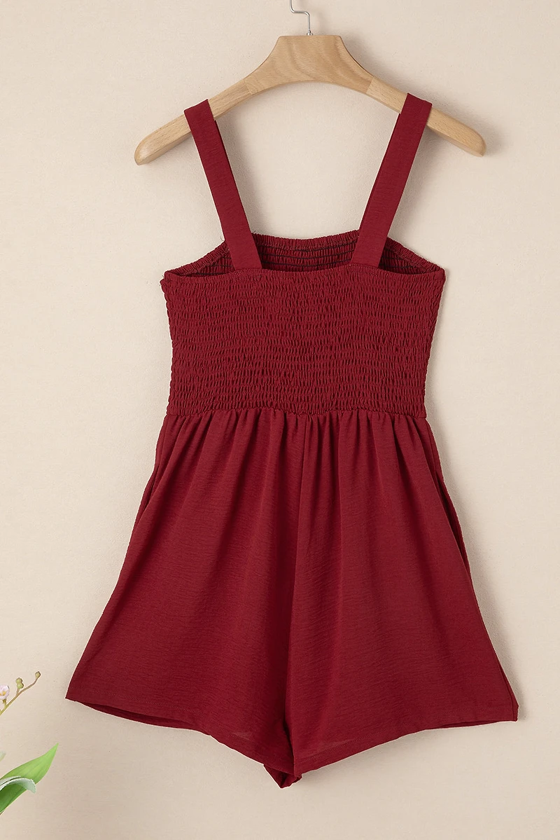 Threaded Pear Women's Marlowe Casual Smocked Sleeveless Romper