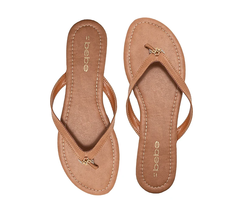bebe Women's Flat Sandals with Shell Charm Detai