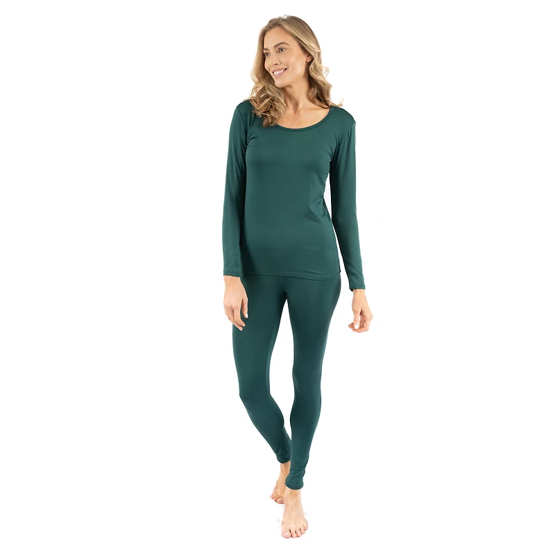 Leveret Women's Boho Solid Thermal Pajama Set
