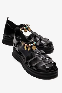 Forever & Always Womens Solis Leather Beaded Sandals