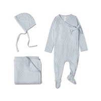 MeMoi 3 Piece Baby Boys "Little Dots" Rayon Blend Pointelle Footie Set