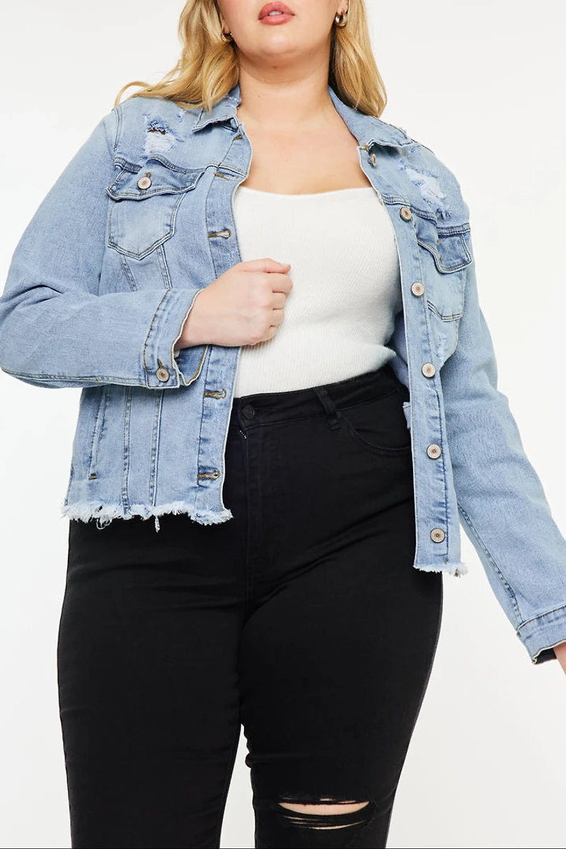 KanCan Women's Plus Denim Jacket Loren