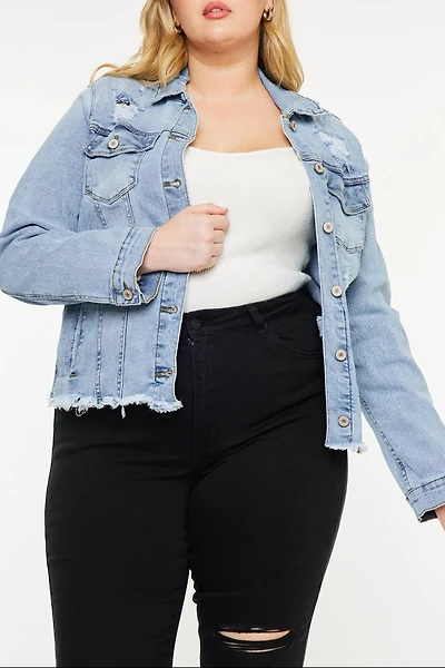 KanCan Women's Plus Denim Jacket Loren