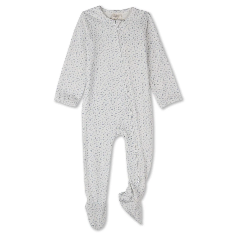 MeMoi Baby "Abstract Spots" Rayon-Blend Front-Zip Long-Sleeve Footie