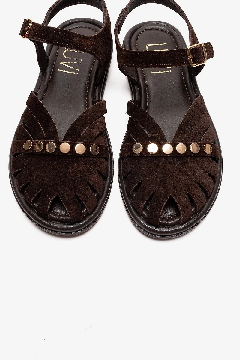 Forever & Always Womens Chiela Leather Ankle Strap Sandals