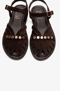 Forever & Always Womens Chiela Leather Ankle Strap Sandals