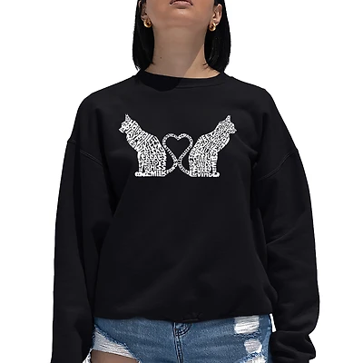 LA Pop Art Cat Tail Hearts - Women's Word Crewneck Sweatshirt
