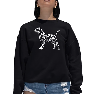 LA Pop Art Dog Paw Prints - Women's Word Crewneck Sweatshirt