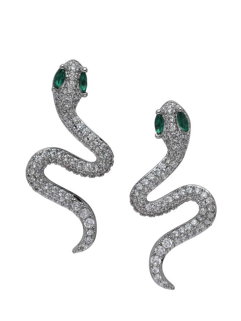 AGP PARIS Womens Pavé Serpent Stud Earrings