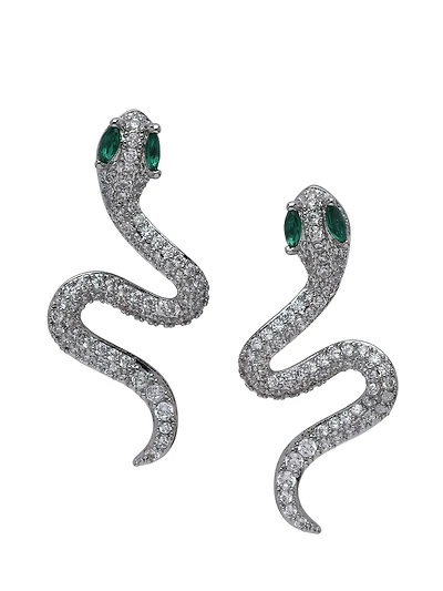 AGP PARIS Womens Pavé Serpent Stud Earrings