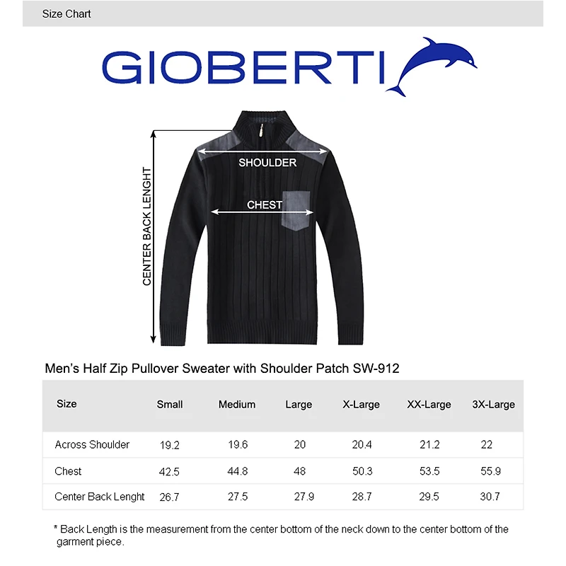 Gioberti Men's Quarter Zip Pullover Knitted Regular Fit Sweater With Soft Brushed Flannel Lining