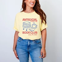 Simply Sage Market - Antisocial Book Club Outline Women's Garment Dyed Graphic T-Shirt