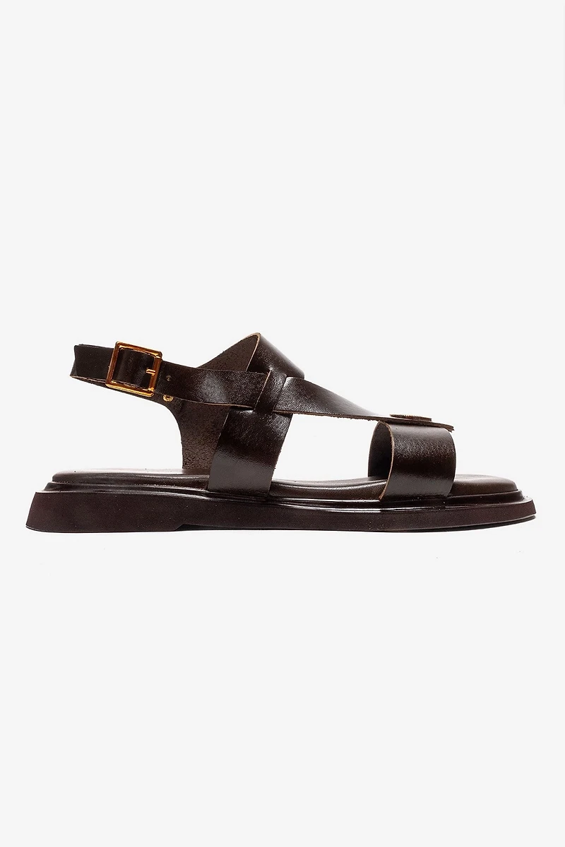 Forever & Always Womens Quella Leather Buckle Sandals