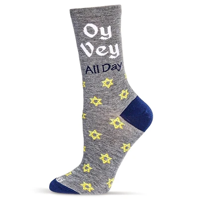 MeMoi Women's Oy Vey All Day Bamboo Crew Socks