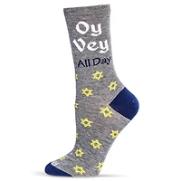 MeMoi Women's Oy Vey All Day Bamboo Crew Socks