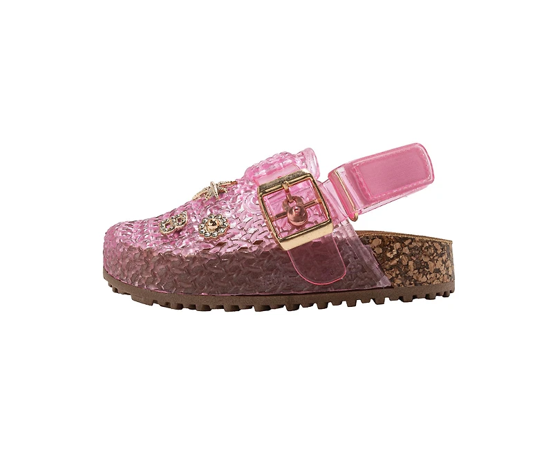 bebe Toddler Girl's Jelly Clogs with Back Strap and Buckle Detail