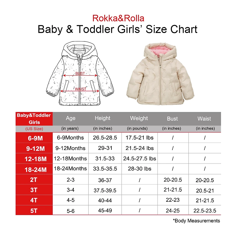 Rokka&Rolla Baby Girls Fleece-Lined Heart Puffer Jacket