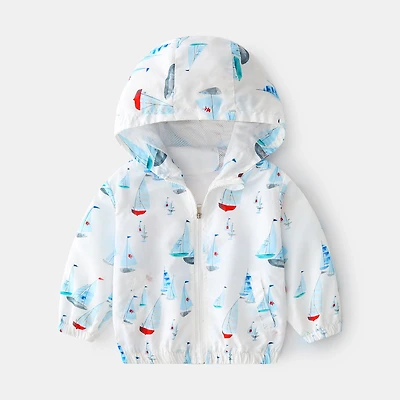 MyKids-USA Baby Boy Cartoon Pattern Zipper Front Design Mesh Cloth Jacket Coat