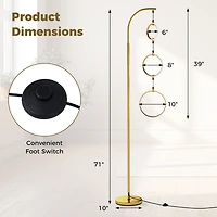 SlickBlue Modern 3 Ring LED Floor Lamp 71in Gold Standing Light with Memory Function