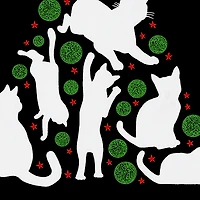 LA Pop Art Men's Cotton-Poly Word T-Shirt - Meowy Christmas Tree