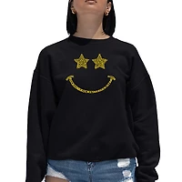 LA Pop Art Rockstar Smiley - Women's Word Crewneck Sweatshirt