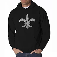 LA Pop Art Fleur De Lis - Popular Louisiana Cities Mens Word Hooded Sweatshirt